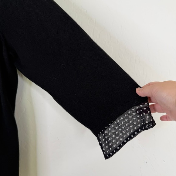 Talbots Cotton Silk Polka Dot Pullover Sweater Top Black Capsule Minimalist 3X - Picture 4 of 10